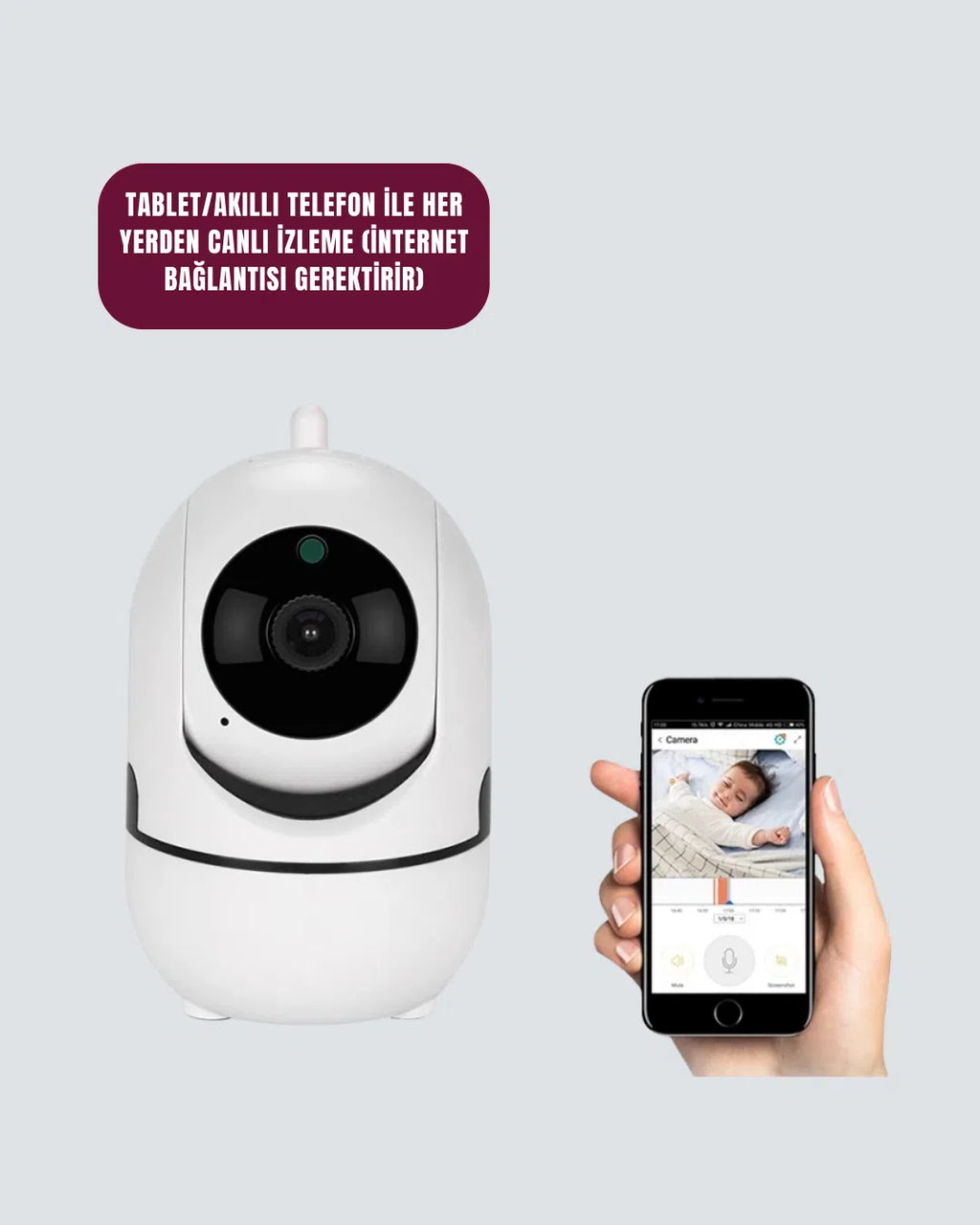 Akıllı Kontrol ve Hareket Takipli 1080P Kablosuz Güvenlik Kamerası