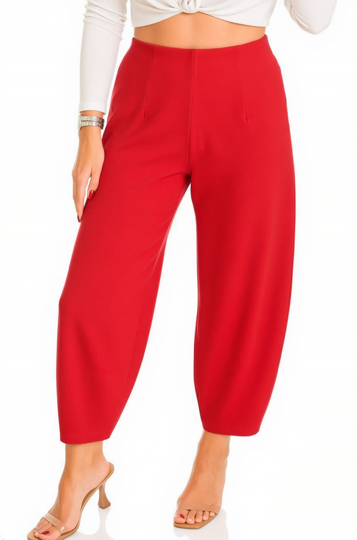 Yüksek Bel Krep Pantolon | Kırmızı ile İddialı Adımlar