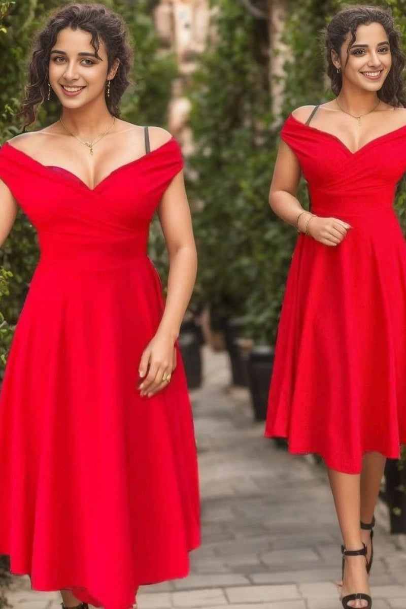 Kadın Kısa Kollu Kruvaze Yaka Eteği Volanlı Krep Elbise