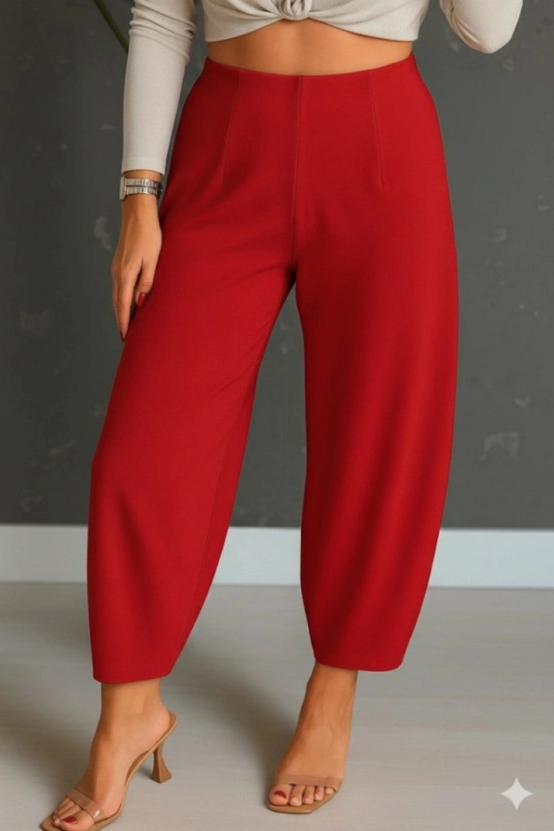 Yüksek Bel Krep Pantolon | Kırmızı ile İddialı Adımlar