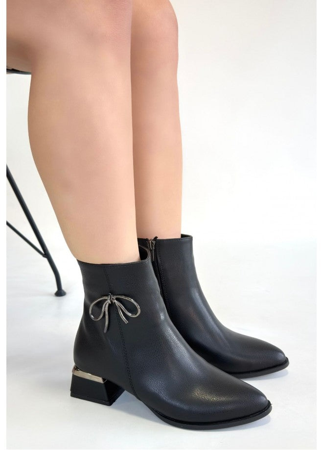Harly Siyah Cilt Topuklu Bot