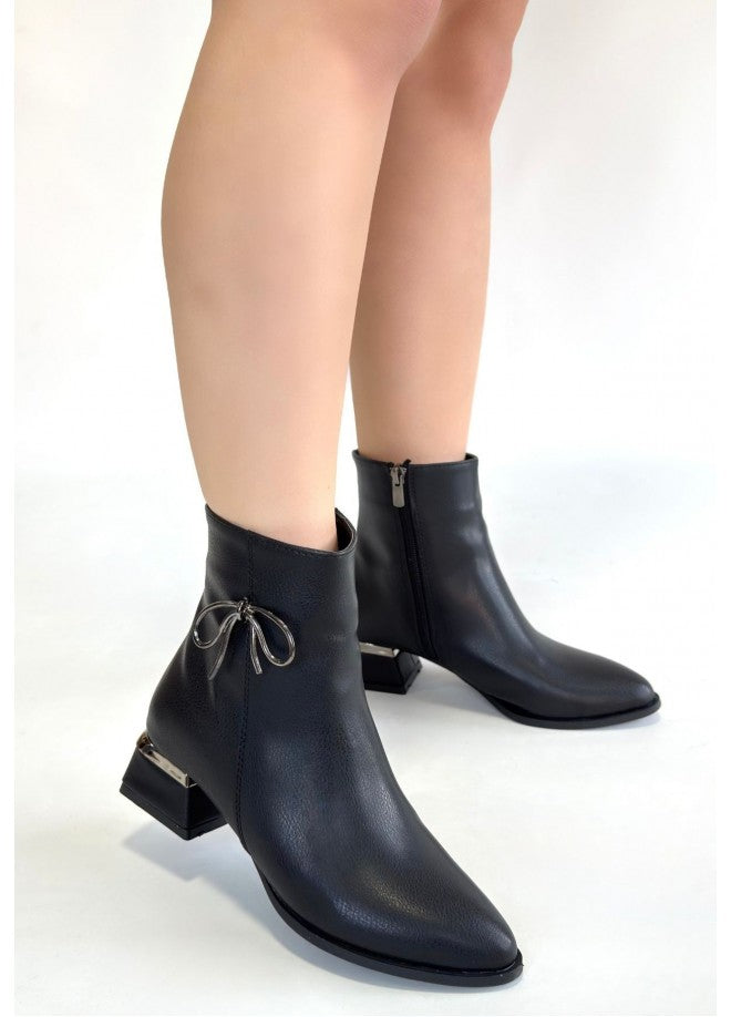 Harly Siyah Cilt Topuklu Bot