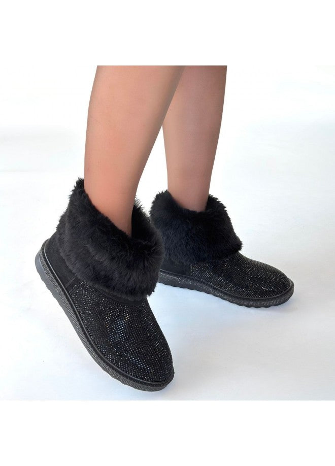 Linka Siyah Bot | Kürk ve Boncukla Gelen Kış Şıklığı