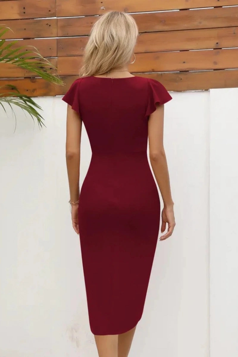 Janjan Krep Kumaş Midi Elbise: Işığını Yansıt